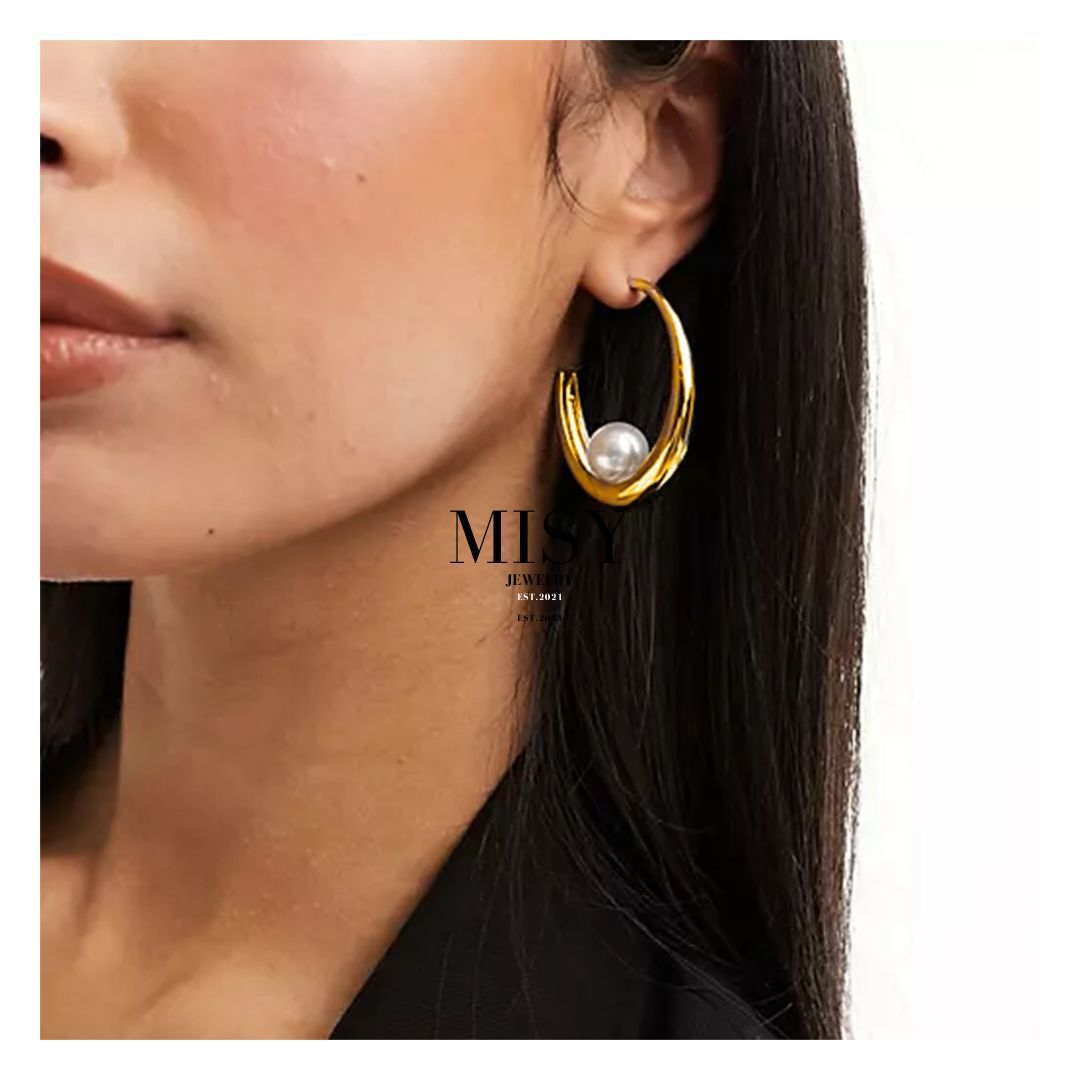 316L Pearl Hoops Pierce - ピアス・イヤリング｜Misy Jewelry