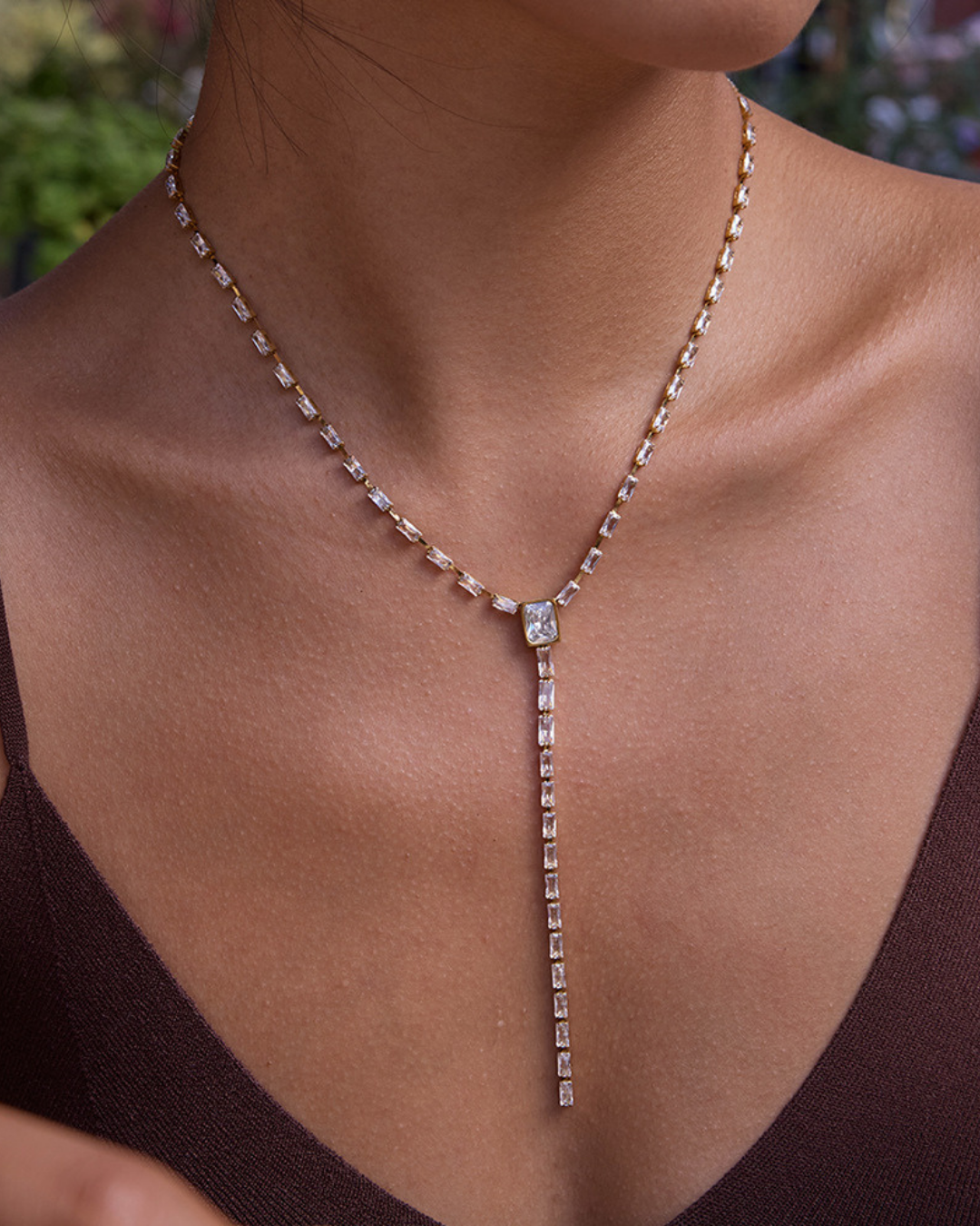 316L Y Line Zirconia Necklace 詳細画像5｜Misy Jewelry