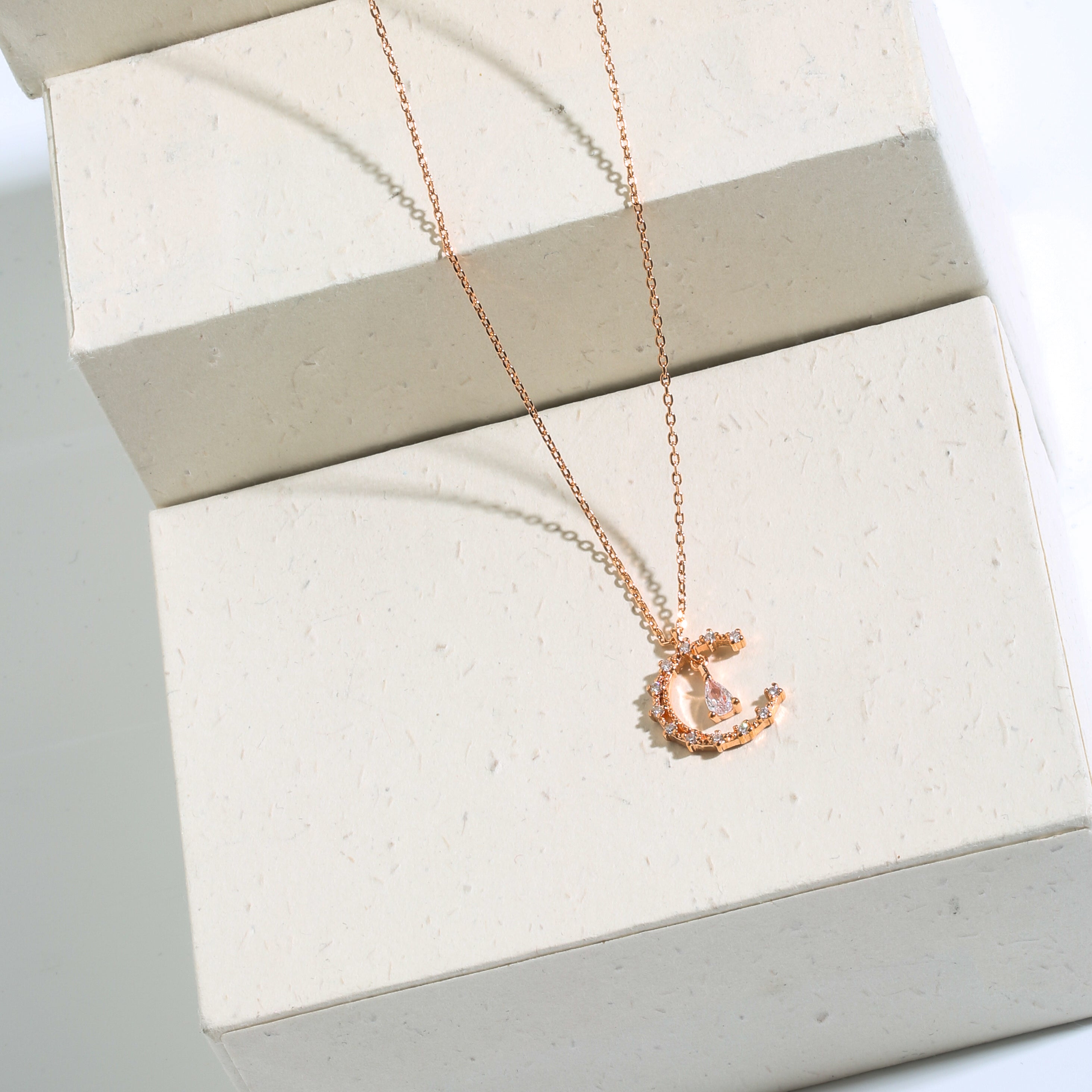 s925 Zirconia Crescent Moon necklace