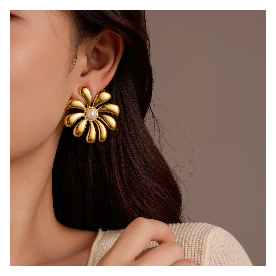 316L Blooming Pearl Pierce2 - ピアス・イヤリング｜Misy Jewelry