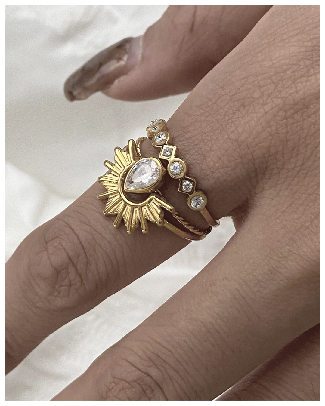 316L Sunbeam Ring Set（3点セット） 詳細画像1｜Misy Jewelry