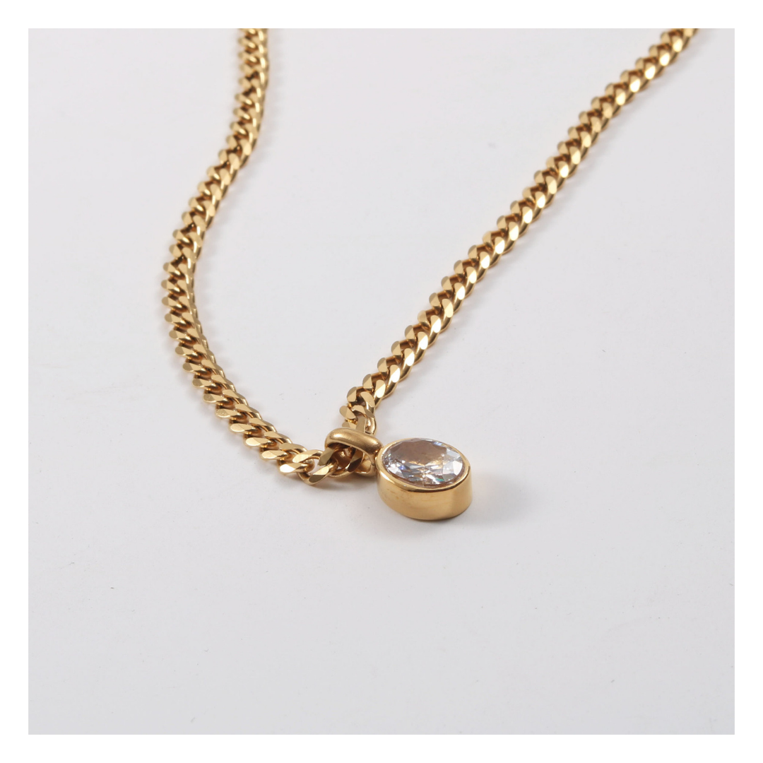 316L Zirconia Flat Necklace 詳細画像1｜Misy Jewelry