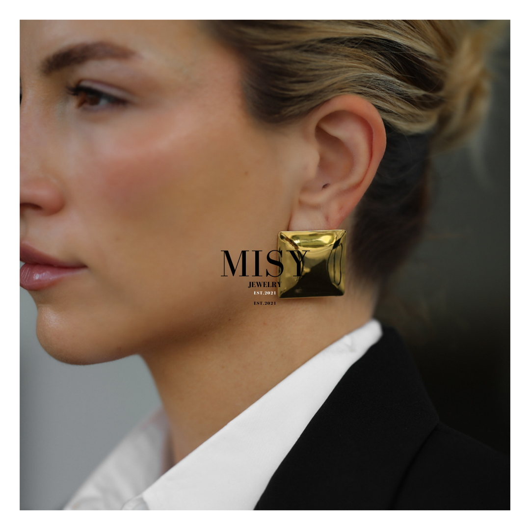 316L  Elegant Smooth Square Pierce 詳細画像1｜Misy Jewelry