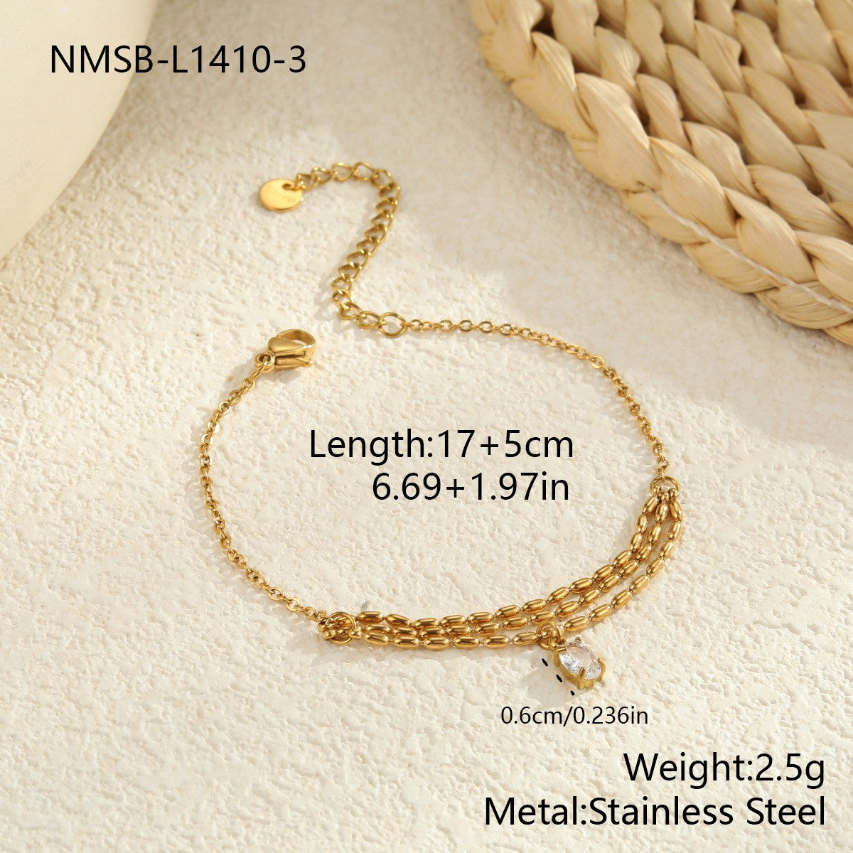 ブレスレット サイズ 長さ17+5cm 素材 サージカルステンレス