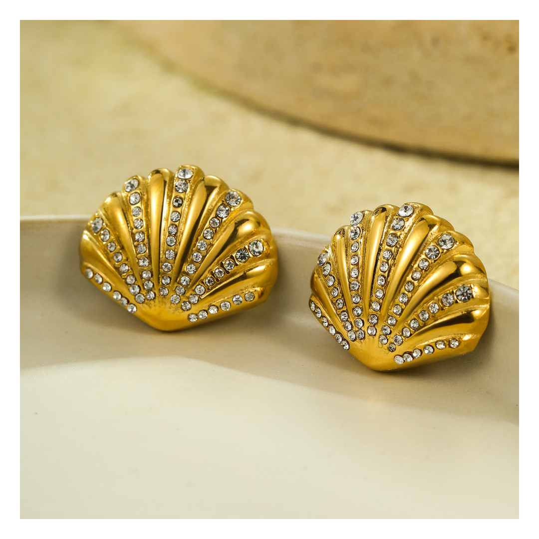 316LShell Stud Earrings 詳細画像1｜Misy Jewelry