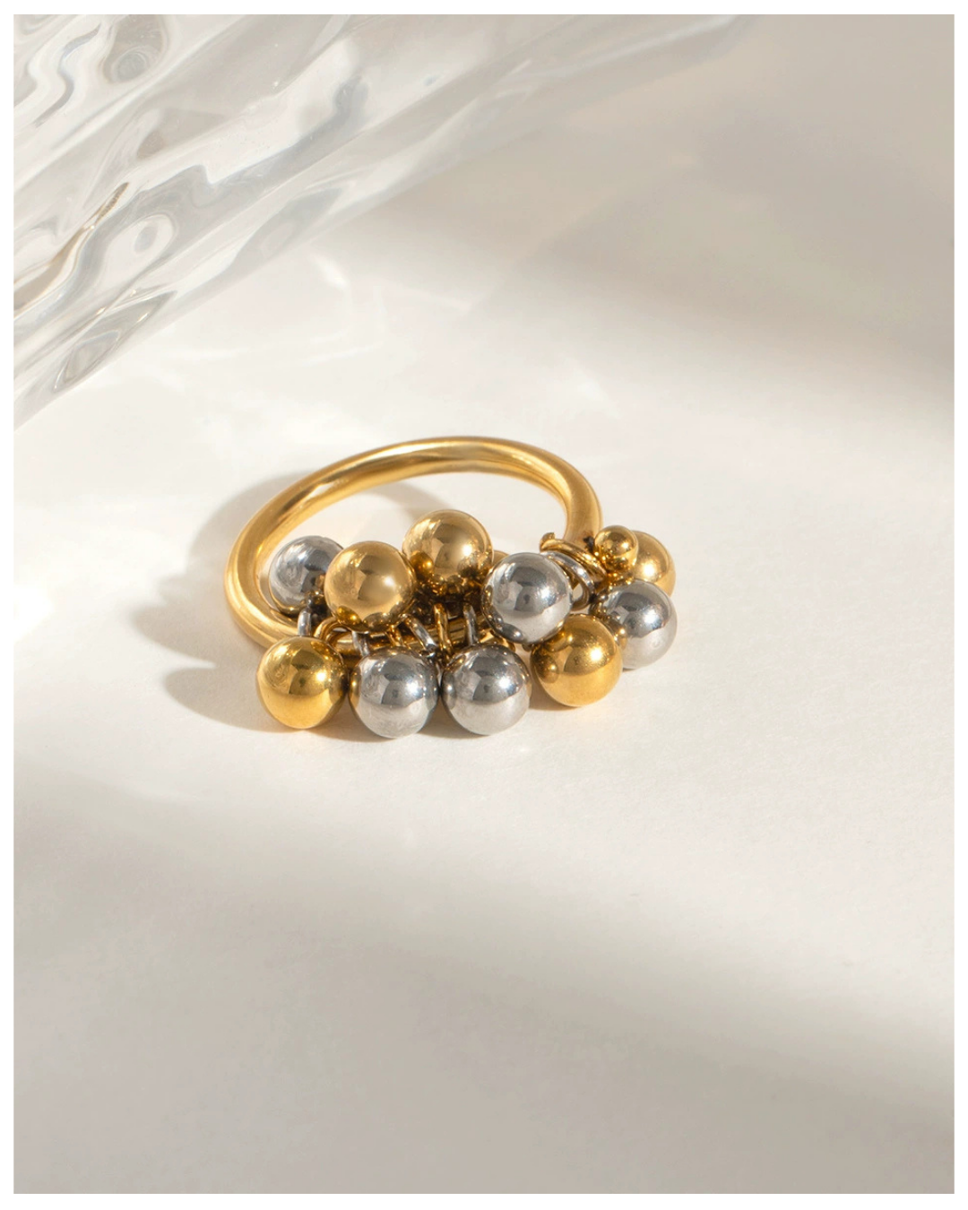 316L Bi-Color Sphere Bubble Ring1 - リング｜Misy Jewelry