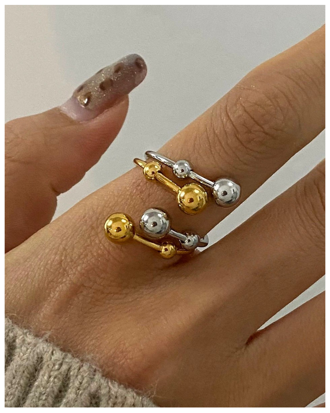 316L Bi-Color Sphere Bubble Ring3 詳細画像1｜Misy Jewelry