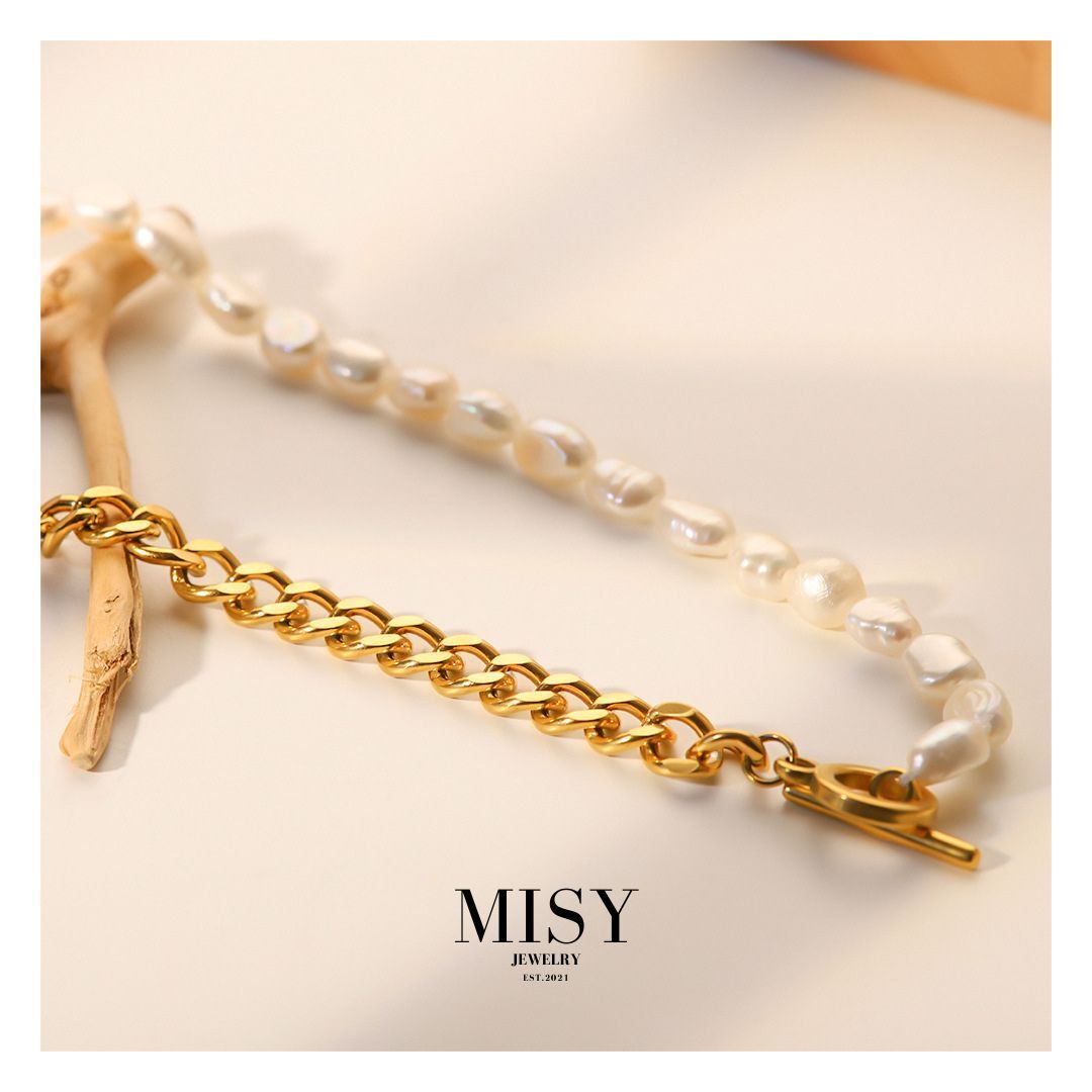 316L Half Chain Perl Necklace 詳細画像2｜Misy Jewelry
