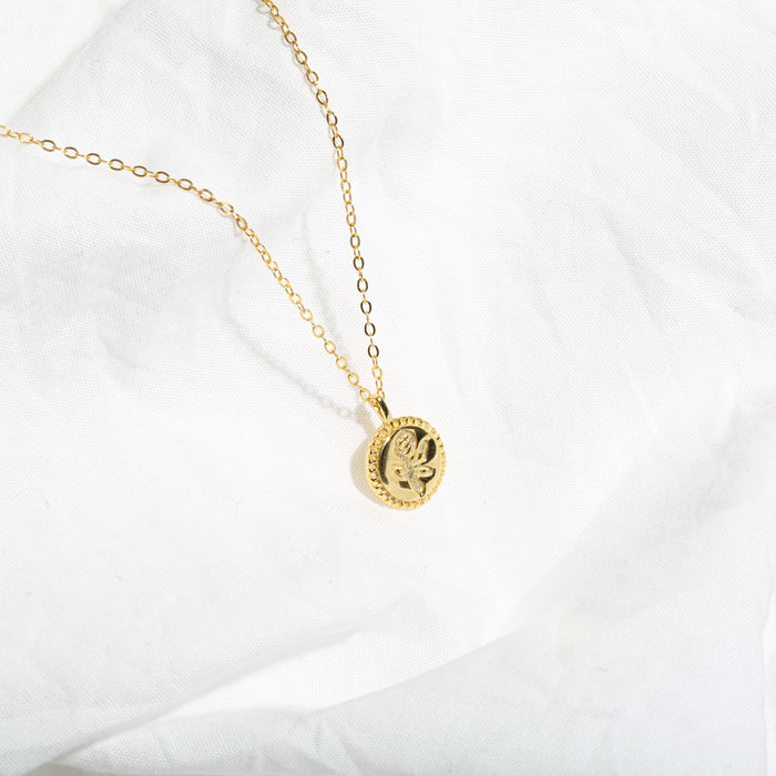 s925 Rose coin necklace reversible