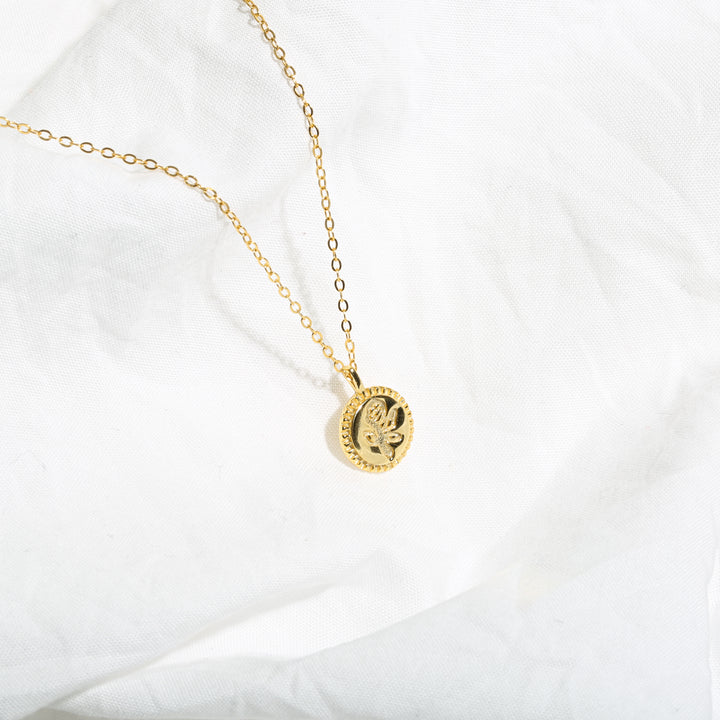 s925 Rose coin necklace reversible