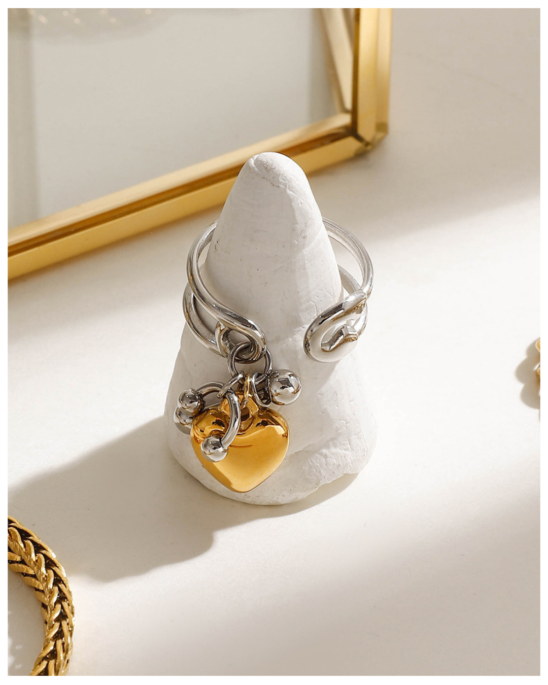 316L Bi-Color Spring Heart Ring 詳細画像7｜Misy Jewelry