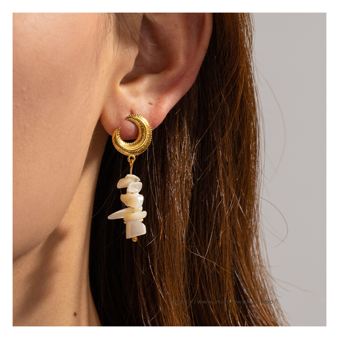 316L Crescent Moon Perl Pierce 詳細画像3｜Misy Jewelry