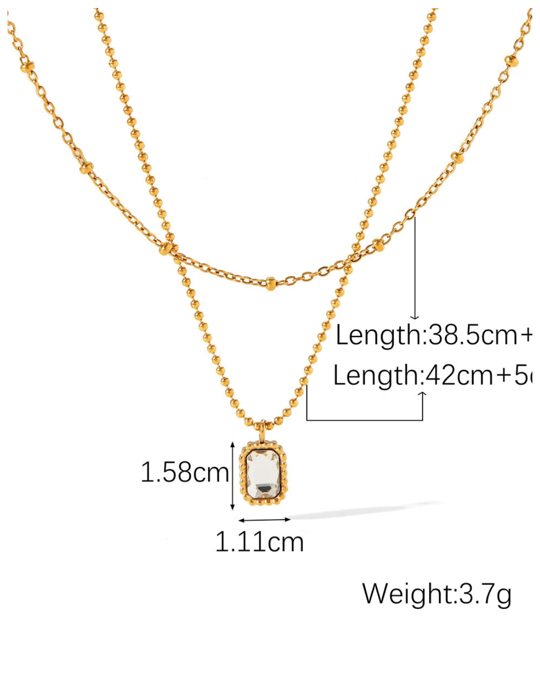 316L Dual Layer Zirconia Necklace Green Or White — ディテール | ネックレス | サージカルステンレス316L | Misy Jewelry