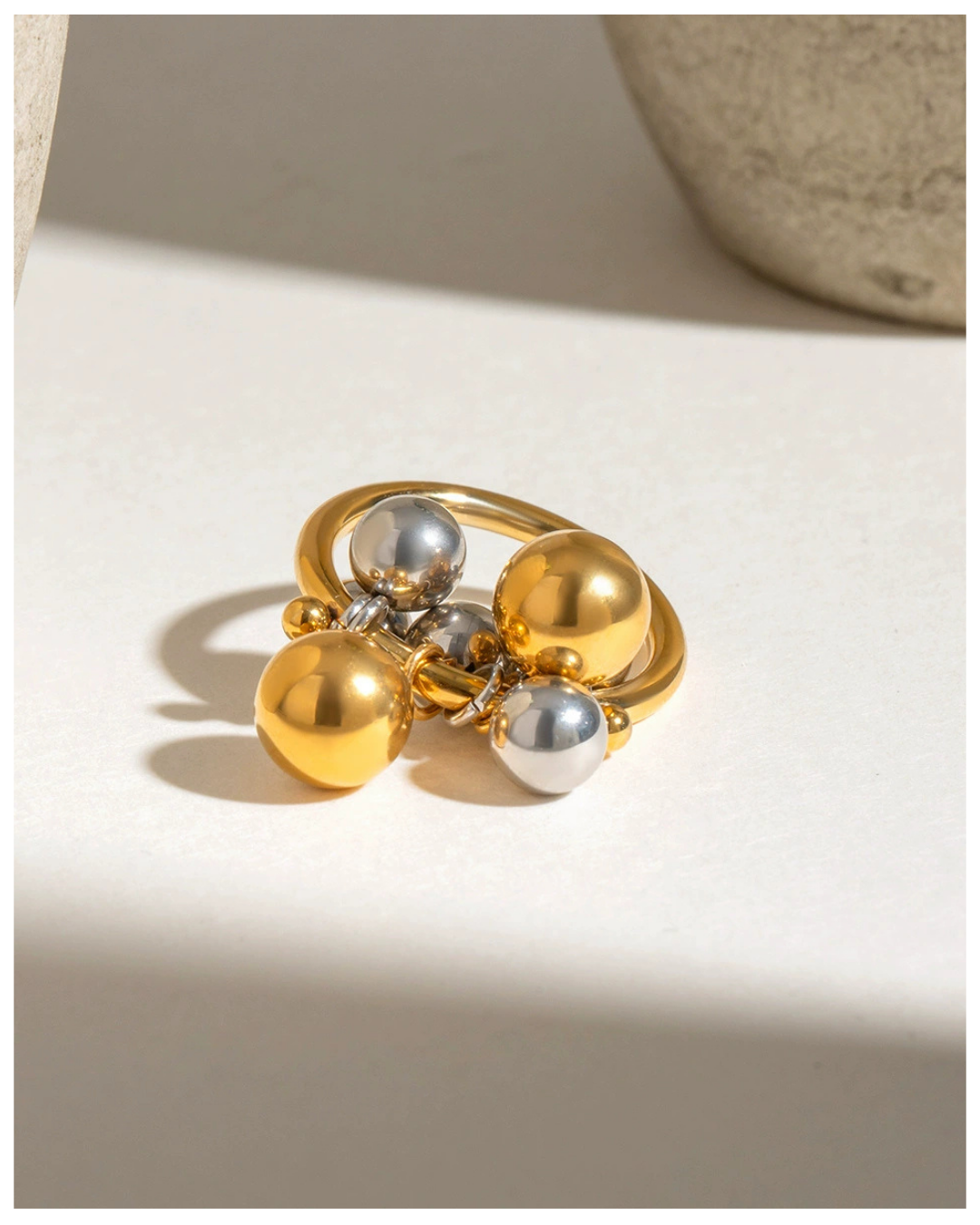 316L Bi-Color Sphere Bubble Ring2 - リング｜Misy Jewelry