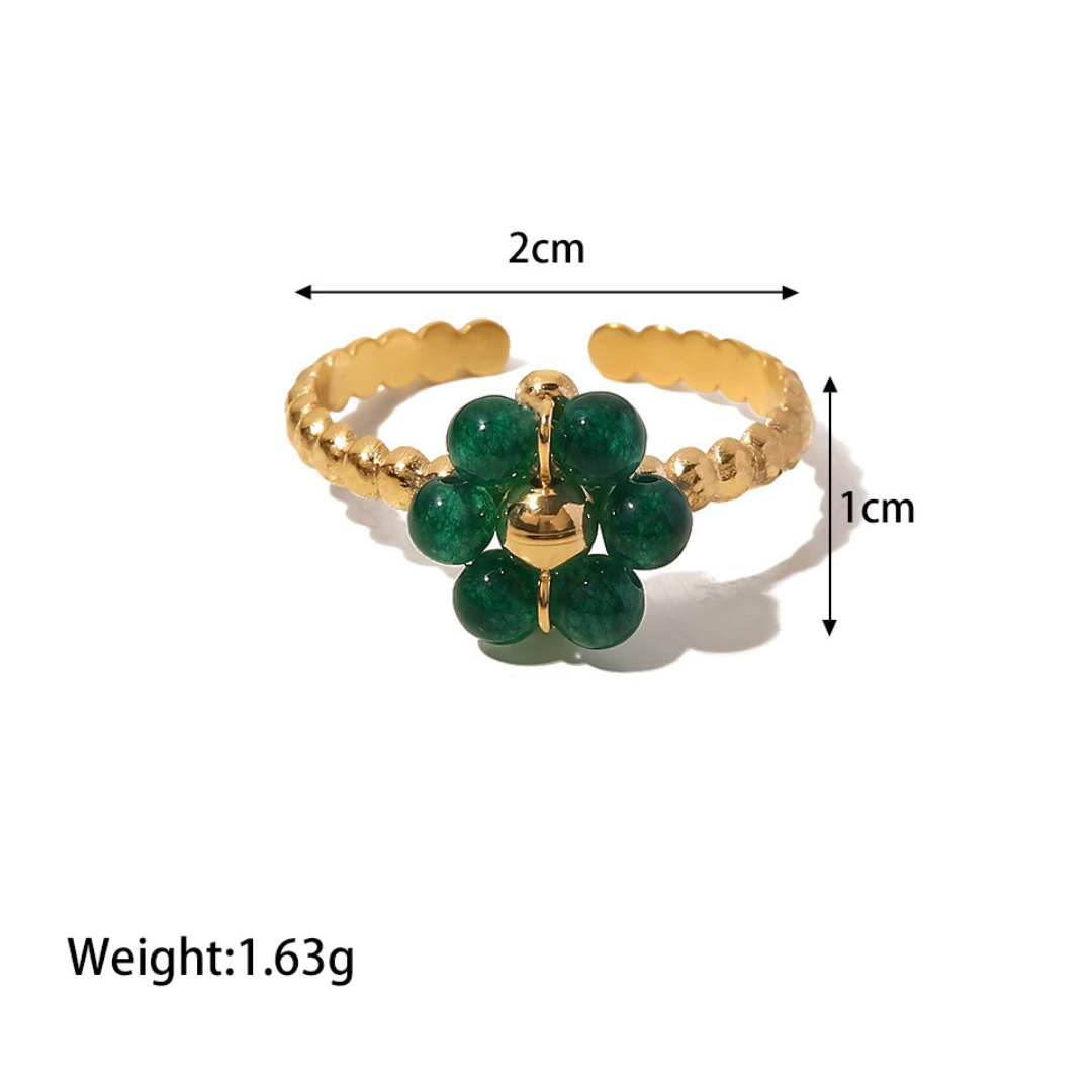 316L Green Flower Ring 詳細画像5｜Misy Jewelry