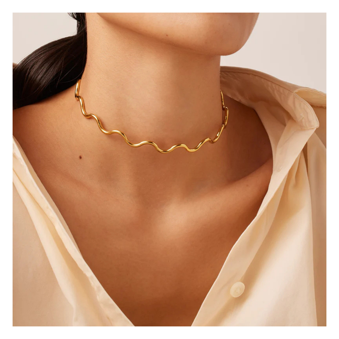316L Wave Fixed Snake Necklace