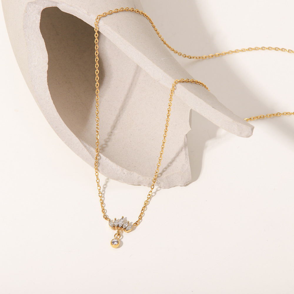 316L Zirconia Hanging Short Necklace 詳細画像3｜Misy Jewelry