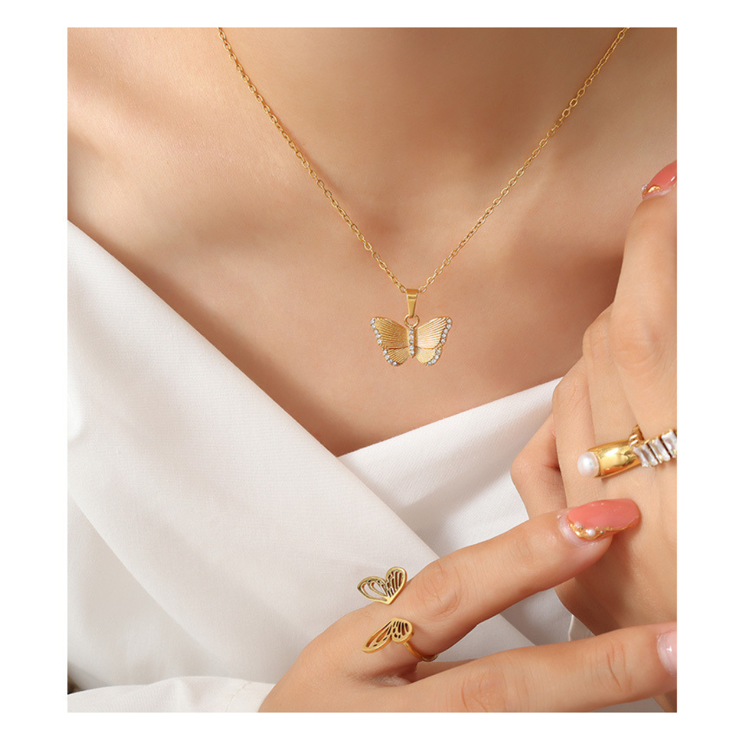 316L Zirconia Butterfly Necklace 詳細画像6｜Misy Jewelry