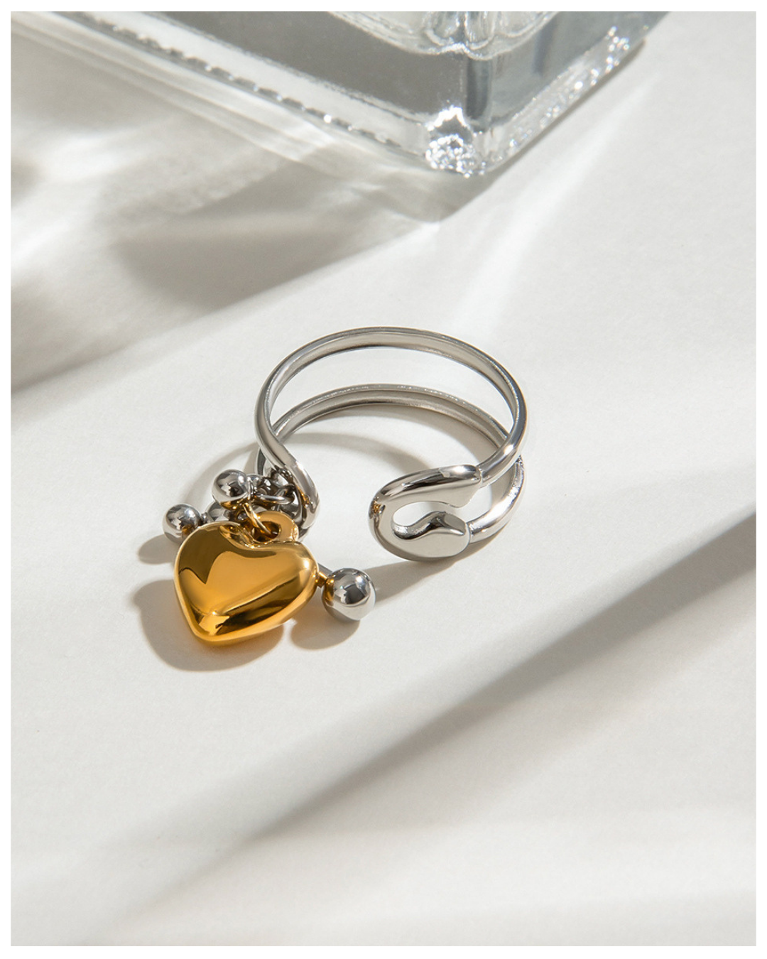 316L Bi-Color Spring Heart Ring 詳細画像1｜Misy Jewelry