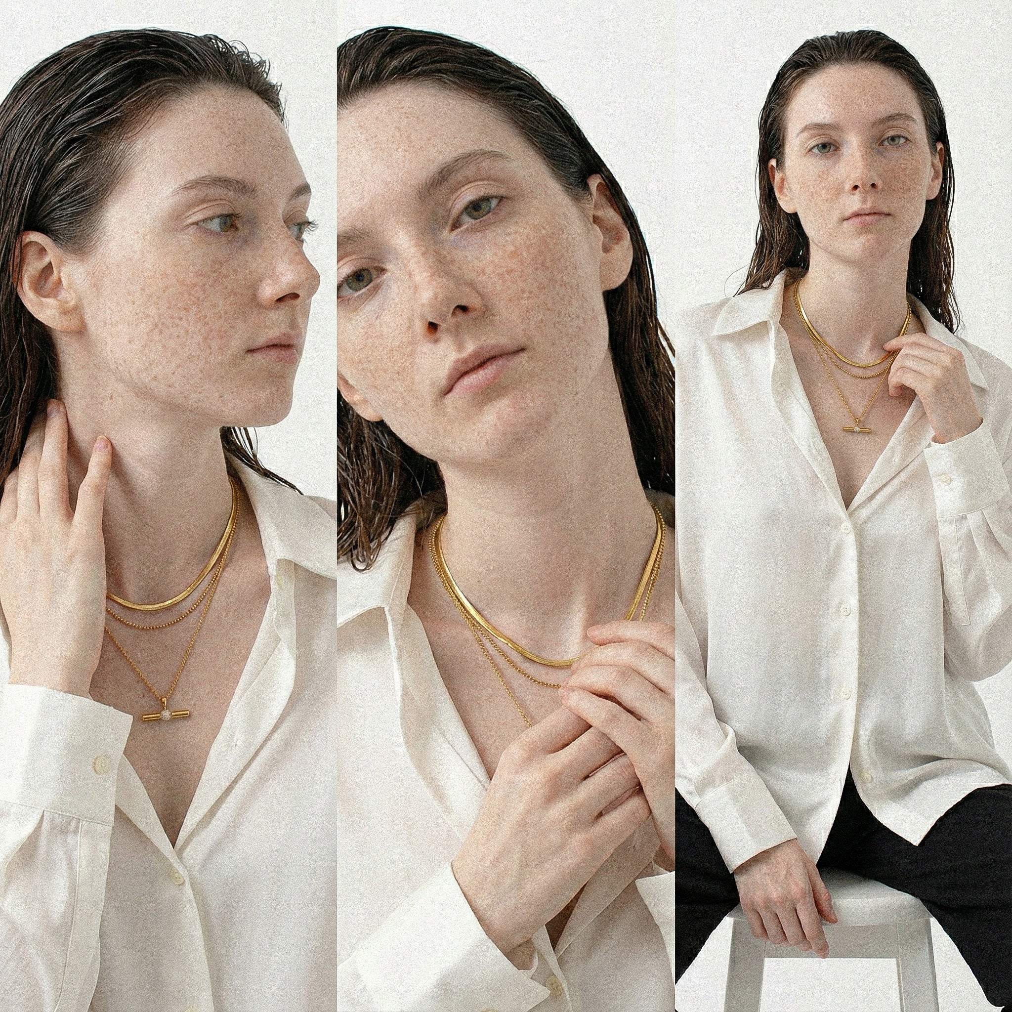 316L T-Bar Glow Necklace — 着用イメージ | ネックレス | サージカルステンレス316L | Misy Jewelry