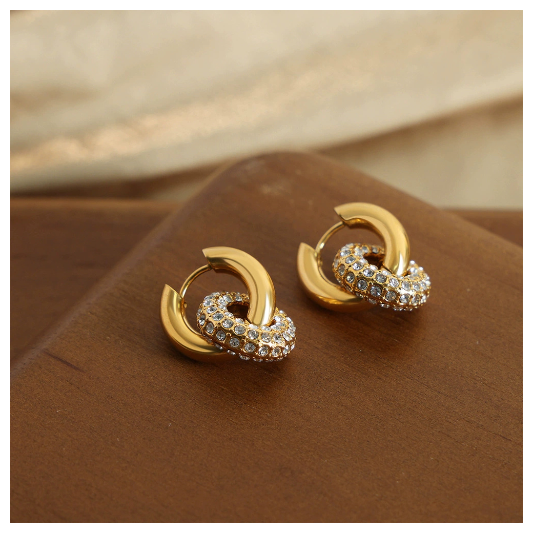 316L Zirconia Circle Earrings — 着用イメージ | リング | サージカルステンレス316L | Misy Jewelry