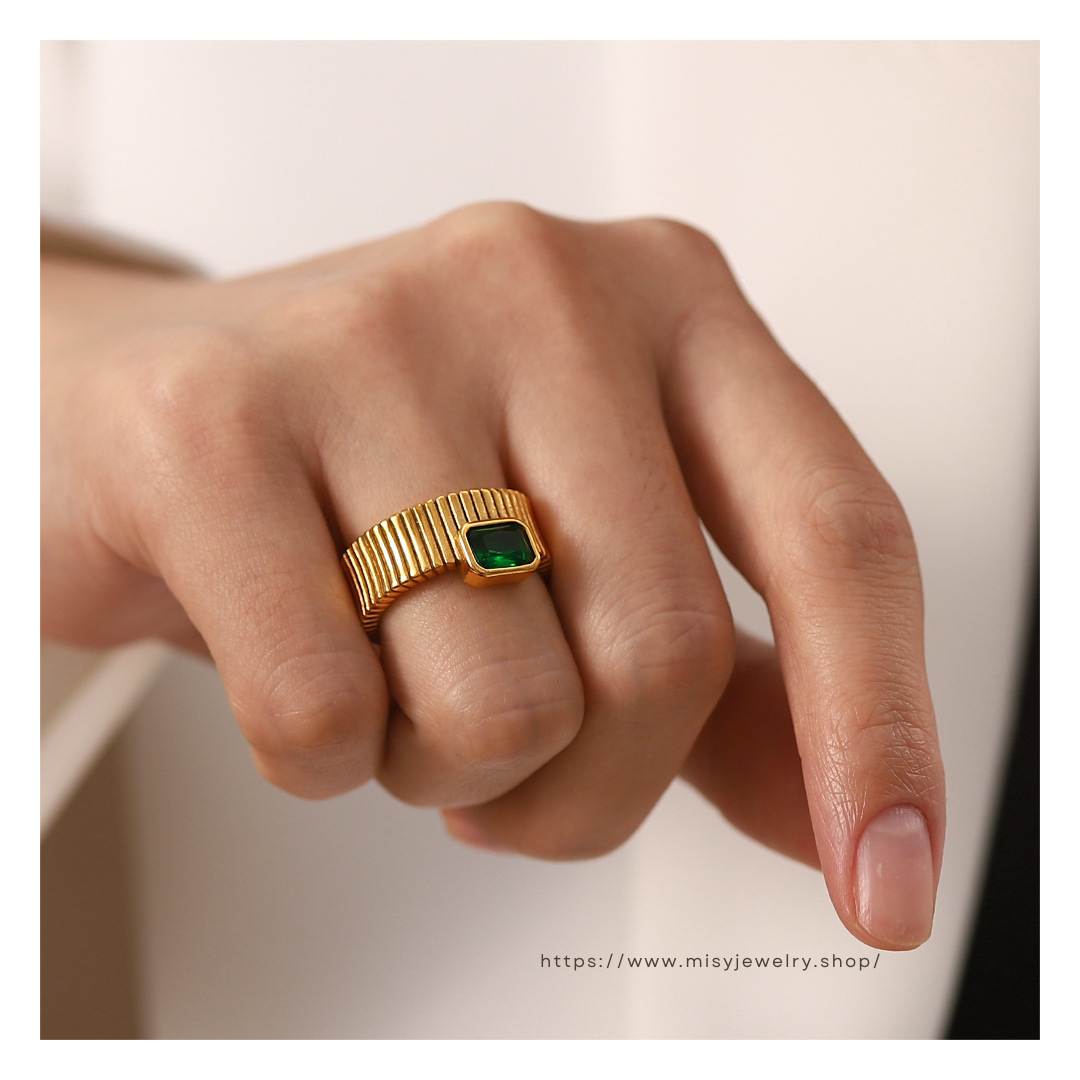 316L Square Zirconia Ring — ディテール | リング | サージカルステンレス316L | Misy Jewelry