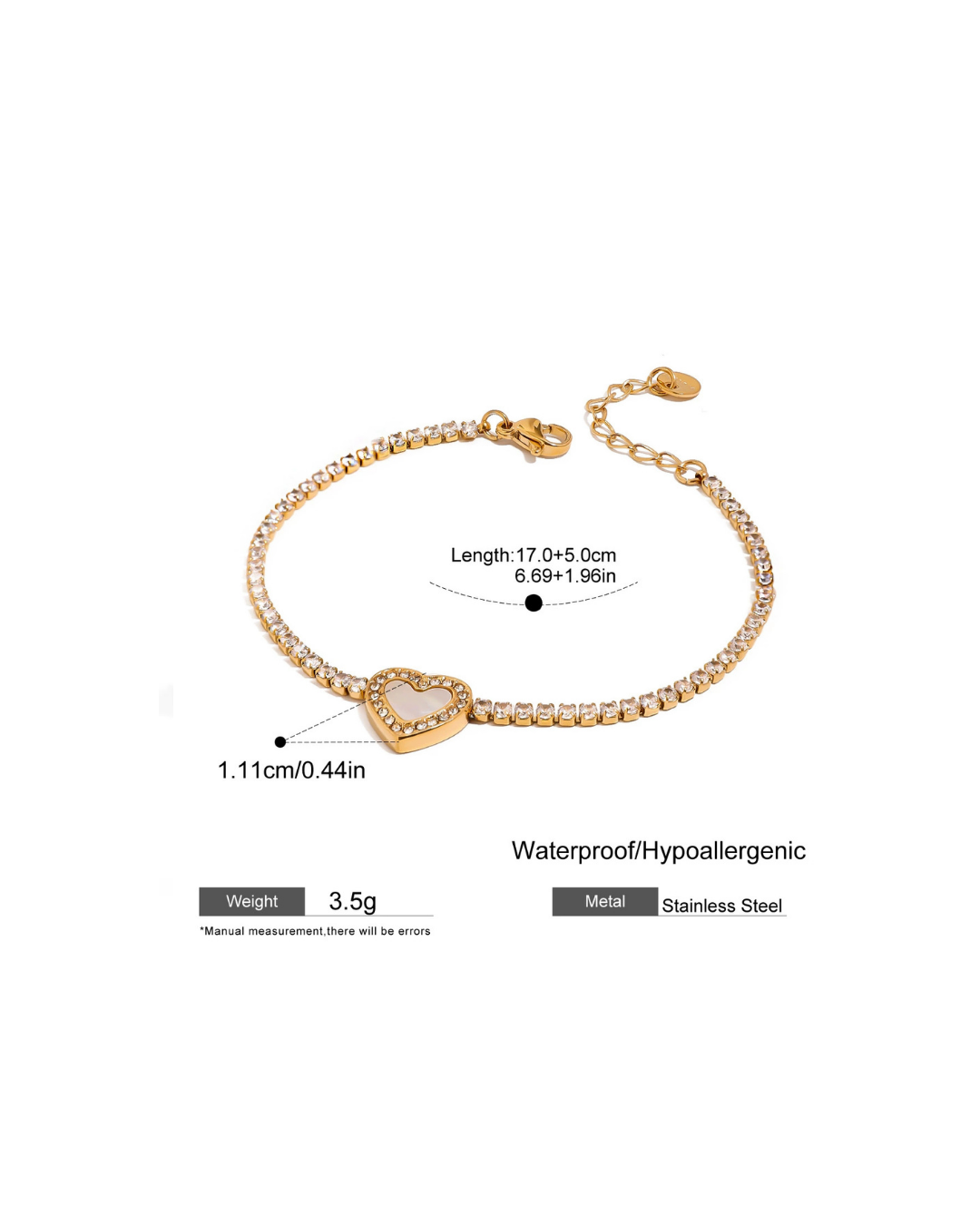 316L Heart zirconia bracelet — ディテール | ブレスレット | サージカルステンレス316L | Misy Jewelry