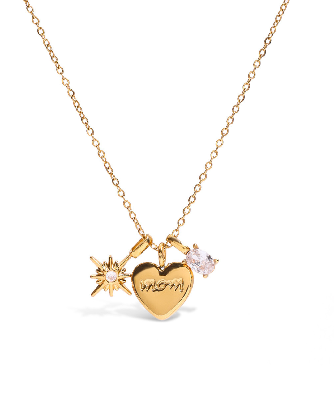 316L Mom Heart Triple Charm Necklace - ネックレス｜Misy Jewelry