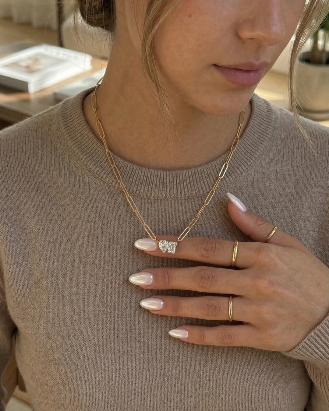 316L Double Zirconia Chain Necklace — ディテール | ネックレス | サージカルステンレス316L | Misy Jewelry