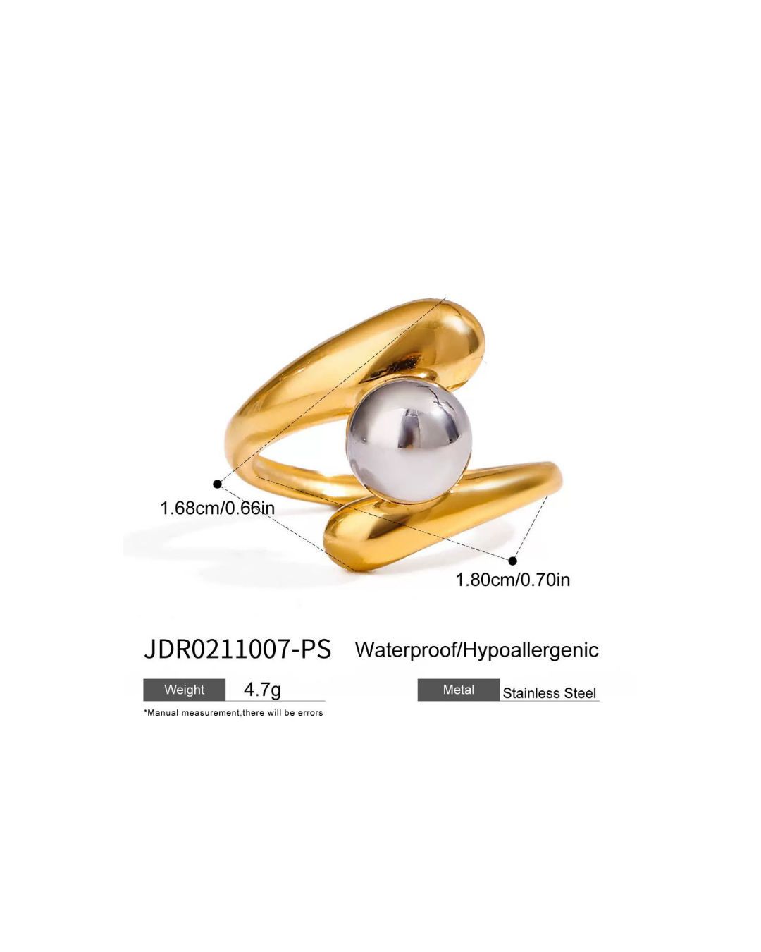 316L Bi-Color Sphere Bubble Ring4 詳細画像2｜Misy Jewelry