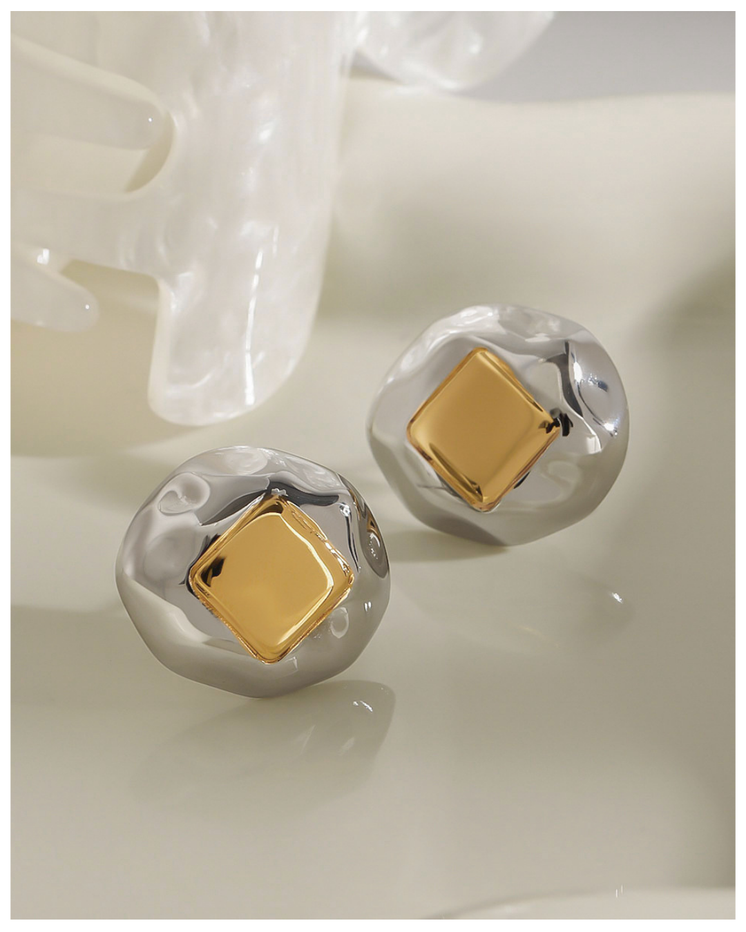 316L Organic Square Stud Pierce 詳細画像1｜Misy Jewelry