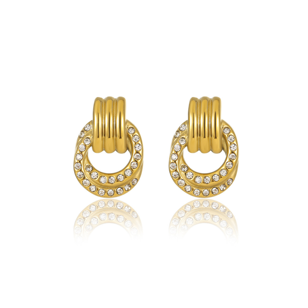 316L Loop Zirconia Earrings 詳細画像1｜Misy Jewelry