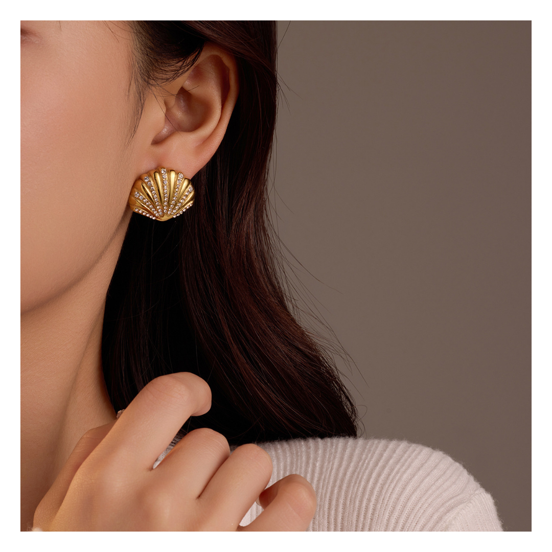 316LShell Stud Earrings - リング｜Misy Jewelry