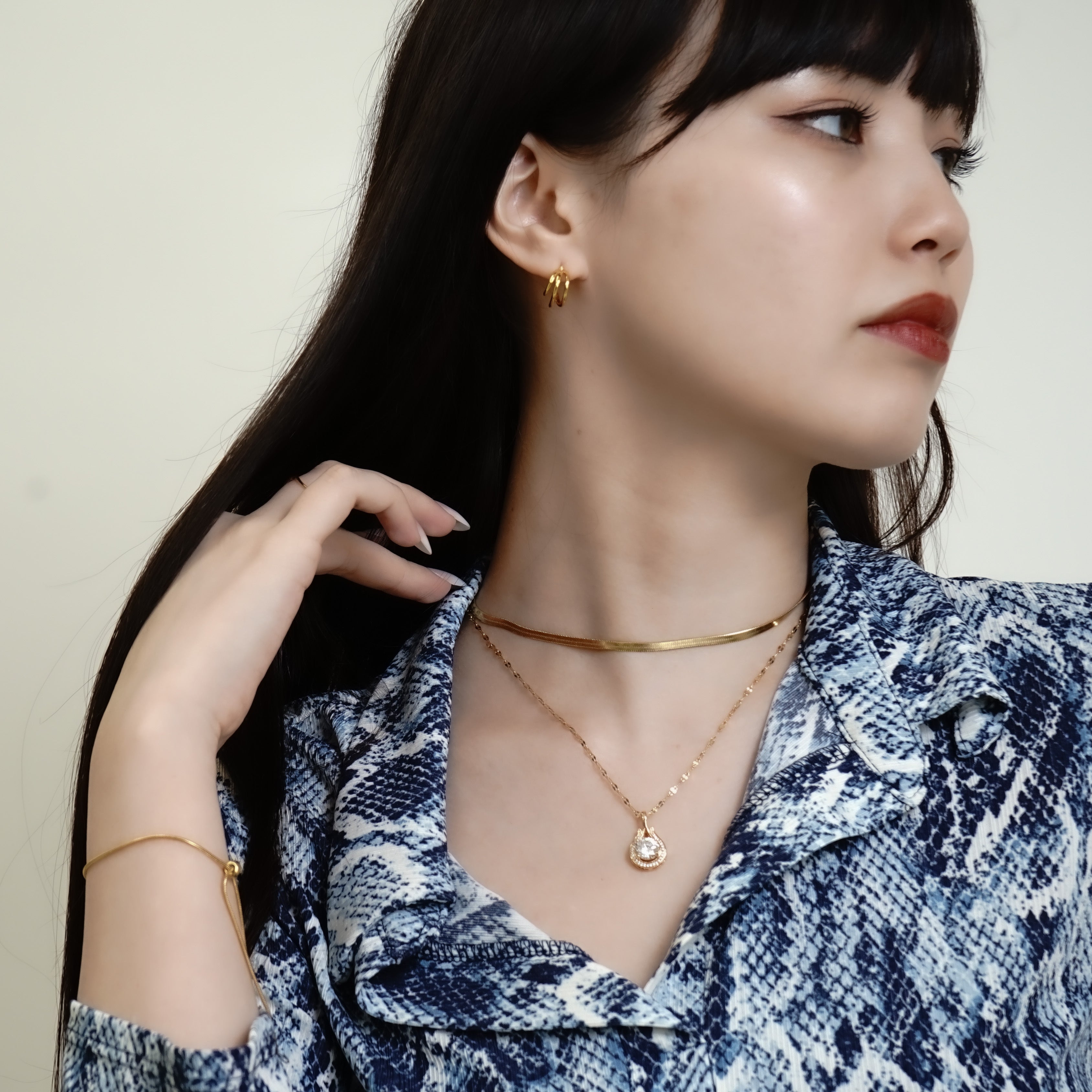 316L Tear Drop zirconia necklace 詳細画像3｜Misy Jewelry