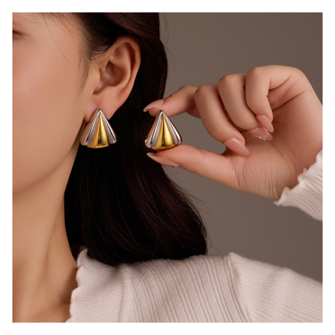 316L Bi-Color Teardrop Earrings - リング｜Misy Jewelry