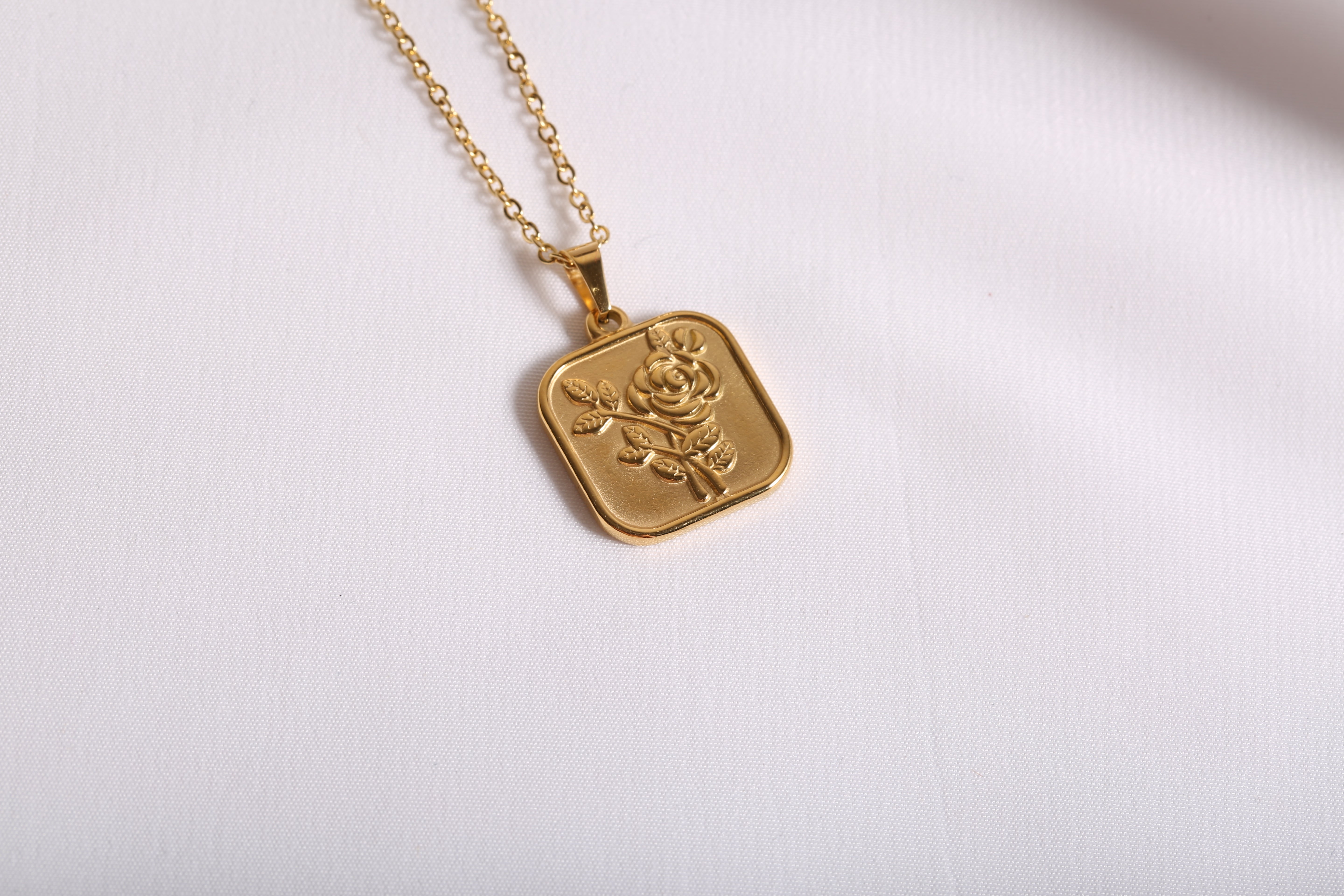 316L Rose square necklace 詳細画像3｜Misy Jewelry