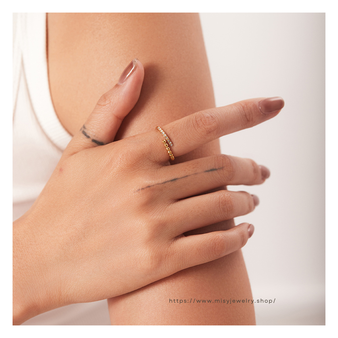 316L Zirconia Cubic Dot Ring - リング｜Misy Jewelry