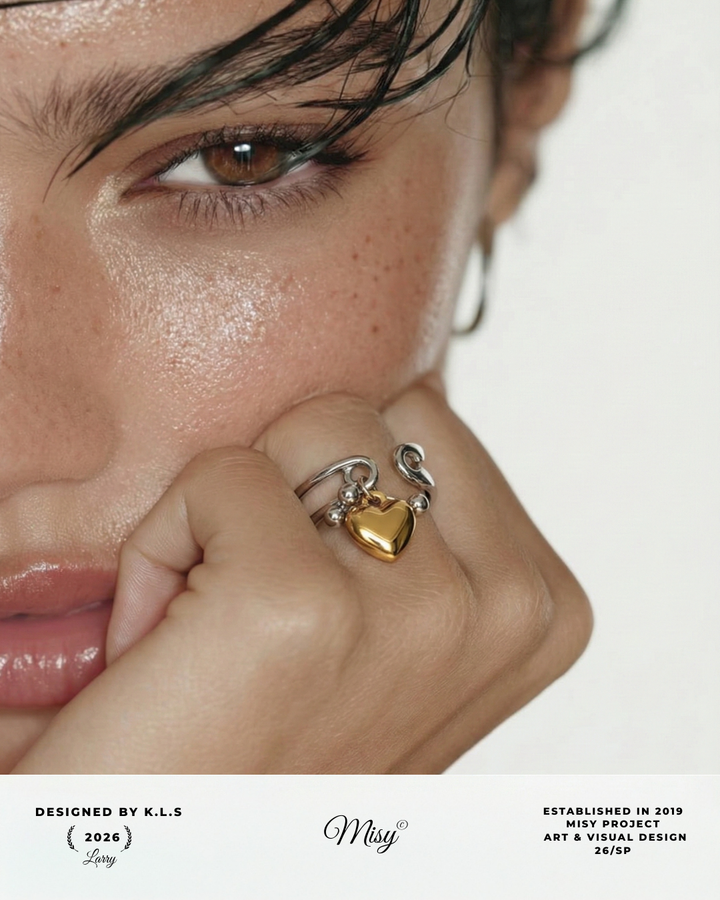 316L Bi-Color Spring Heart Ring