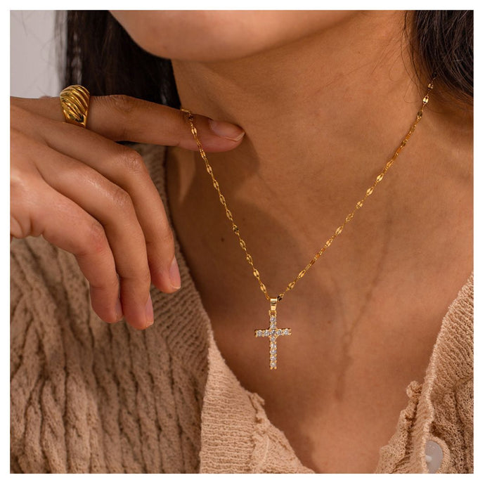 316L Zirconia Cross Necklace2