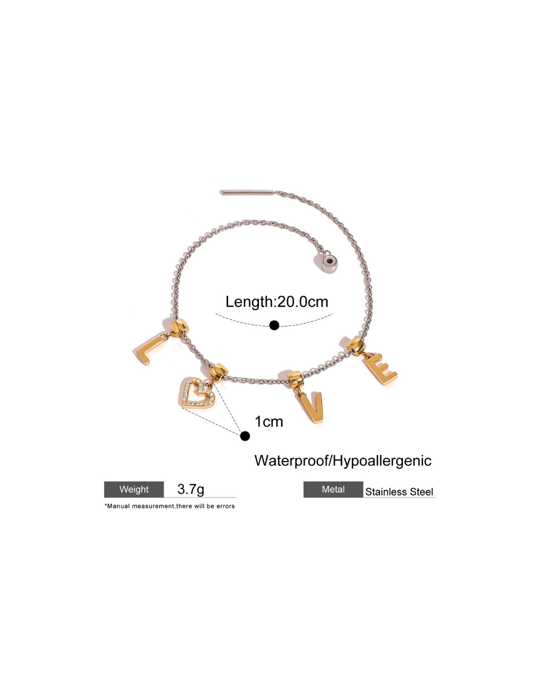 316L LOVE Charm Bracelet or Necklace — ディテール | ネックレス | サージカルステンレス316L | Misy Jewelry