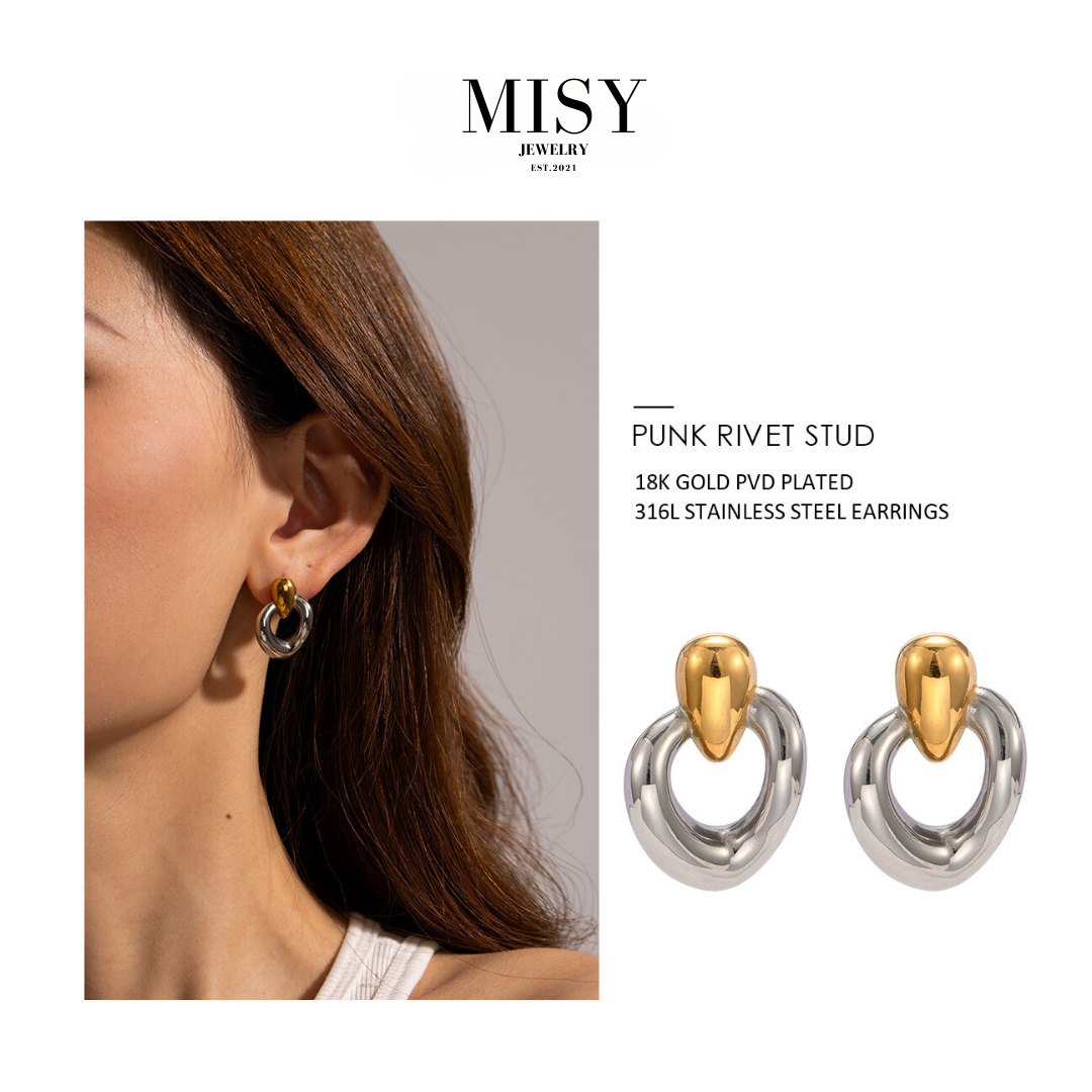 316L  Bi-color Round Pierce 詳細画像1｜Misy Jewelry