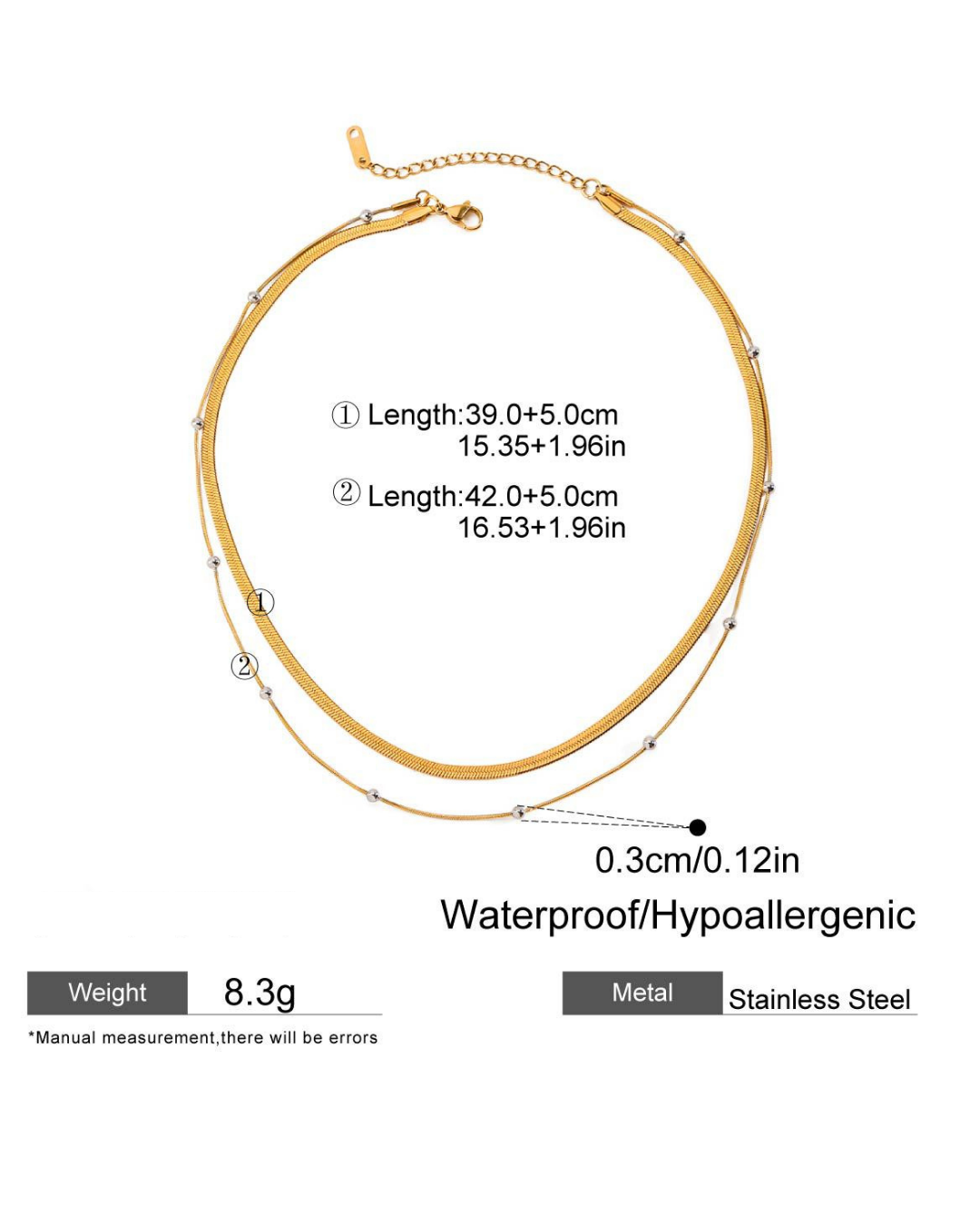 316L Bi color Dot Chain Necklace 詳細画像2｜Misy Jewelry