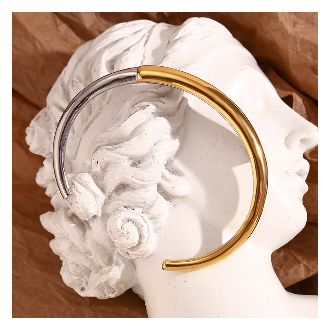 316L Bicolor Cross Bangle - ブレスレット｜Misy Jewelry