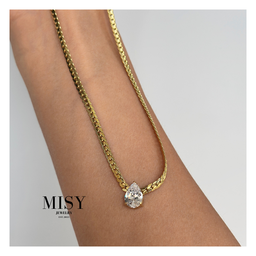 316L Drop Zirconia Chain Necklace 詳細画像3｜Misy Jewelry