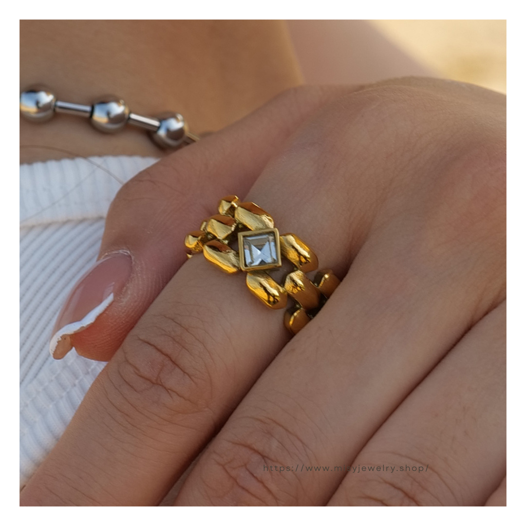 316L Puzzled Zirconia Ring 詳細画像1｜Misy Jewelry