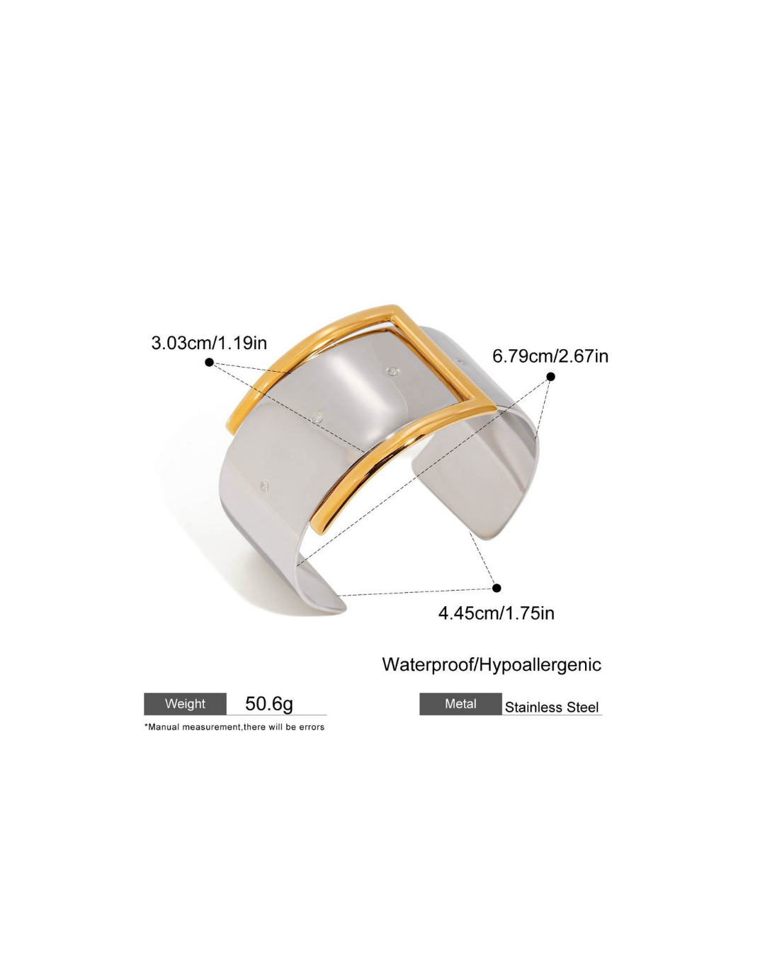 316L Frame Cuff Bangle ? Two-Tone Sculpture 詳細画像2｜Misy Jewelry