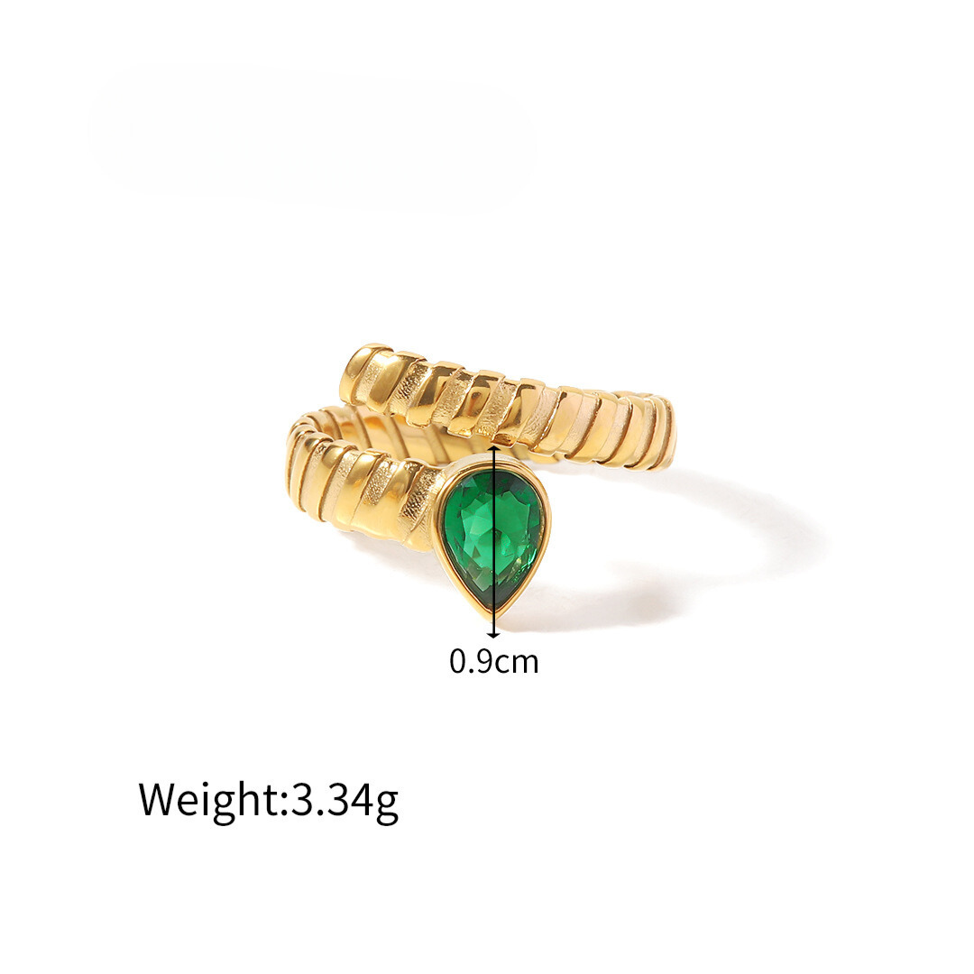316L Tear Zirconia Ring Green or White — ディテール | リング | サージカルステンレス316L | Misy Jewelry
