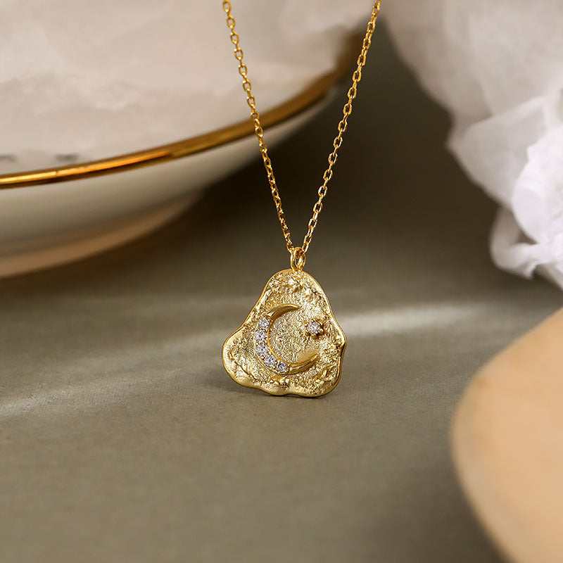 s925 Crecent moon coin necklace