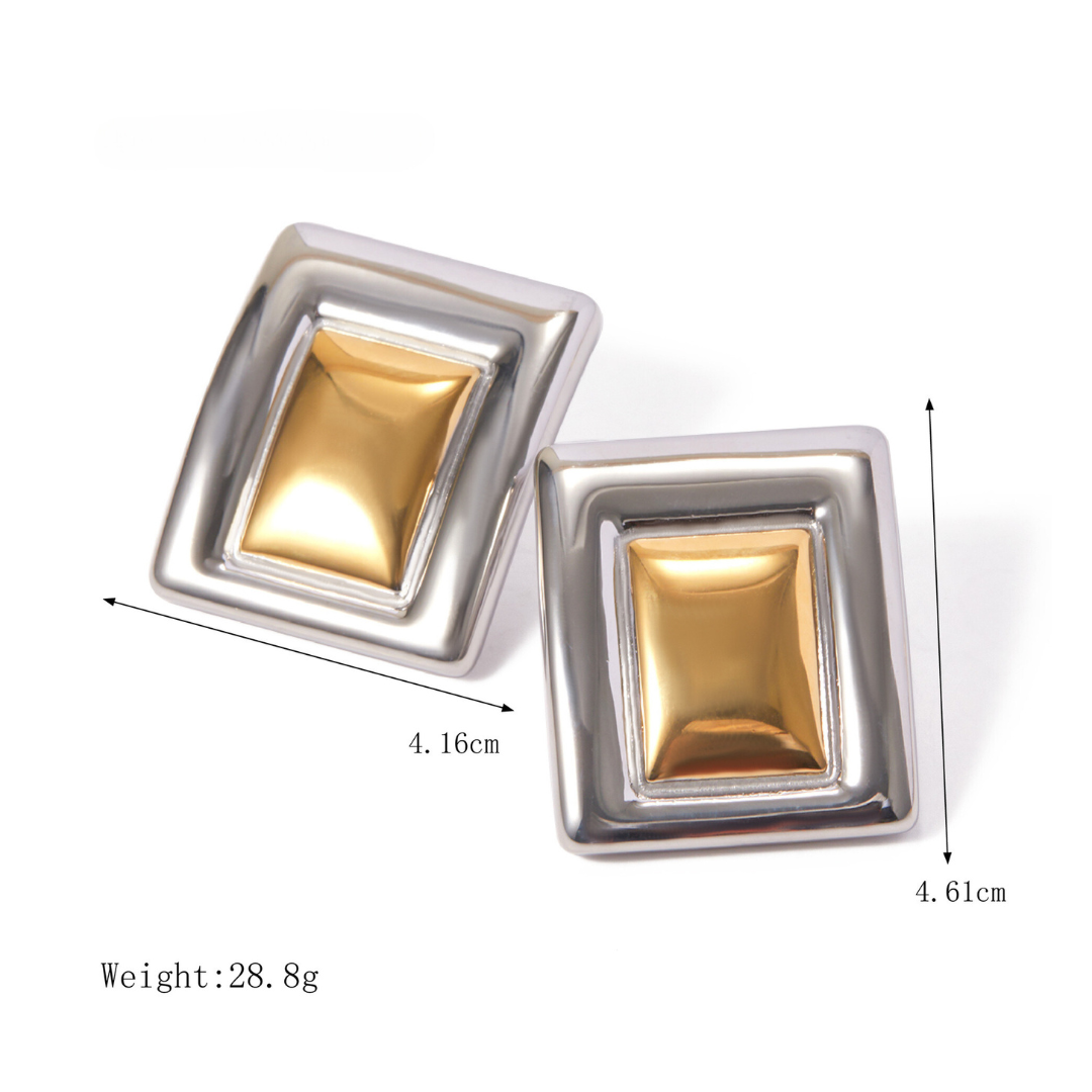 316L  Bi-color Square Pierce 詳細画像2｜Misy Jewelry