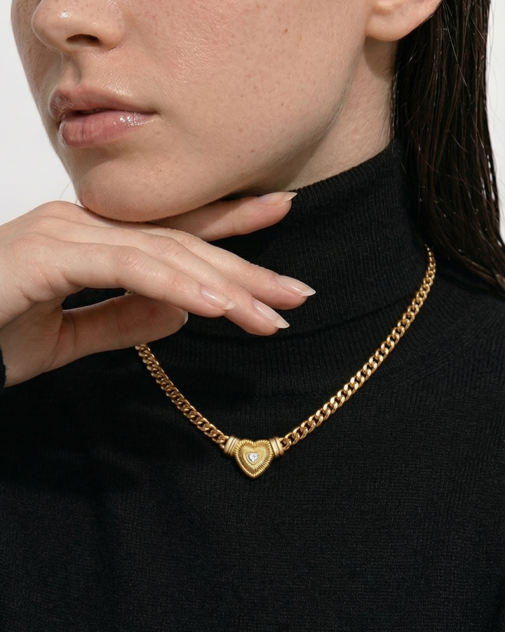316L Bold Heart Choker Necklace
